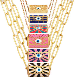Evil Eye Lucky Alisman Amulette AMOUR <span class=keywords><strong>LOVE</strong></span> Lucky Enamel Collier Focal à breloque colorée, Fournitures de résultats de bijoux bohème de mode - Product Image 1