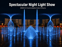 Fontaine interactive extérieure commerciale moderne en acier inoxydable avec éclairage LED RGB synchronisé à la musique et laser, étanche IP68