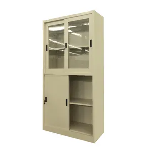 Custom Office Metal Furniture 4 Door Metal Filing Cabinet With Glass Doors Steel File Storage Cabinet Cupboard