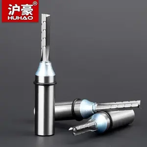 HUHAO 12.7mm 3 galur TCT pemangkasan lurus pemotong penggilingan untuk MDF kayu lapis Chipboard kayu keras bor ukiran Router Bit