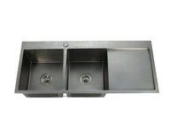 Wastafel Dapur Baja Tahan Karat 304 Buatan Tangan dengan Rak Pengering, Baskom Dalam, Pemasangan Atas/Bawah, Produsen OEM