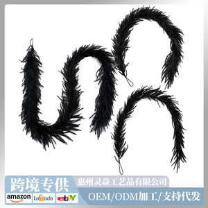 Guirlande de 100 aiguilles de pin artificielles noires de type Norfolk, 8 branches, pour décorations de Noël et d'Halloween, par Huizhou Lingyan - Product Image 3