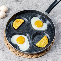 Wajan Penggorengan Telur Anti Lengket 7-Cup Berlapis Batu Maifan, Wajan Pembuat Telur dari Aluminium, Wajan Pancake Sarapan Bentuk Hati Bulat 4-Cup