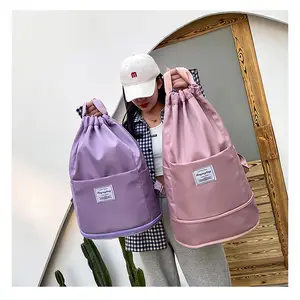 Drawstring Folding Attractive Design Expandable Small Gym Duffle Dry Wet Carry on Separated Gym Sport Bag Backpack