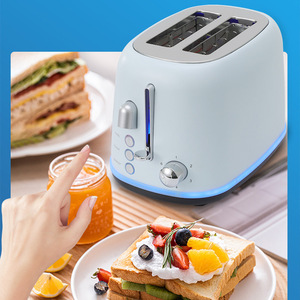 Grille-pain électrique automatique bleu 2 tranches avec fonctions Annuler, Réchauffer, Décongeler pour le petit-déjeuner - Product Image 4