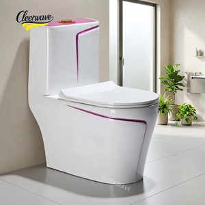 WC in Ceramica Placcato Oro con Doppio Scarico, Design Moderno, per Casa <span class=keywords><strong>e</strong></span> Hotel, Colore <span class=keywords><strong>Rosa</strong></span> - Product Image 1