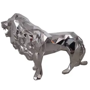 批发定制树脂工艺品银狮雕塑杜曼狗雕像家居装饰