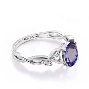 Bague en Tanzanite Bleue en Argent Massif 925, Bagues Statement en Tanzanite, Pierre de Naissance de Décembre, Cadeau pour Femme, Bijoux Minimalistes - Product Image 5