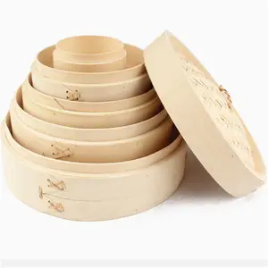 ไม้ไผ่ Steamers หม้อไฟฟ้าจีน Steamer 32 ซม.4 นิ้ว 4" Mini Dubmling ลึกที่กําหนดเองกระดาษ Tortilla