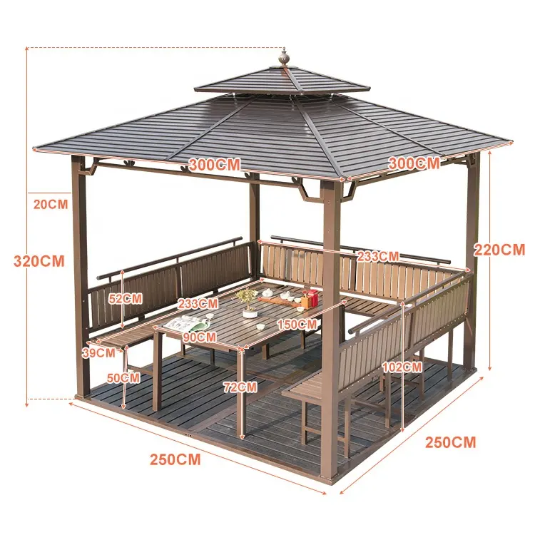 Sân vườn ngoài trời bên 4 cột vật liệu thép mạ kẽm gazebos với màn hình lưới có thể tháo rời trên tất cả các bên