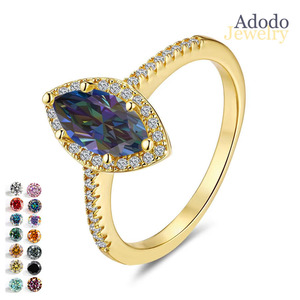 Anelli Raffinati Antiossidanti in <span class=keywords><strong>Argento</strong></span> <span class=keywords><strong>925</strong></span> Placcato Oro 18K con Moissanite Colorata Taglio Marquise da 1/2 Carato VVS, Gioielli da Matrimonio per Donne - Product Image 1