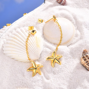 Nuova Tendenza Moda Estiva Gioielli da Spiaggia Impermeabili <span class=keywords><strong>Orecchini</strong></span> Pendenti <span class=keywords><strong>a</strong></span> <span class=keywords><strong>Stella</strong></span> <span class=keywords><strong>Marina</strong></span> in Acciaio Inossidabile Placcato Oro PVD per Donne - Product Image 3