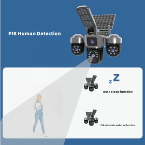 Caméra solaire PTZ avec éclairage <span class=keywords><strong>LED</strong></span>, capteur CMOS panoramique à 360 degrés, 15MP, IP66, réseau 4G/WiFi, surveillance à distance, caméra extérieure à 3 objectifs - Product Image 3