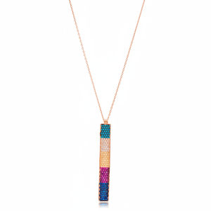 Colorful Mix Stone Unique <b>Long</b> Design Charm <b>Necklace</b> Turkish Handmade Wholesale 925 Sterling Silver Jewelry - Product Image 2
