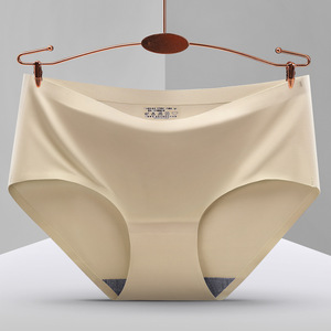 Culottes sans coutures pour femmes, taille mi-haute, couleur unie, ultra fines, en tricot de Spandex et Nylon, antibactériennes, confortables, style basique, logo à la taille - Product Image 6
