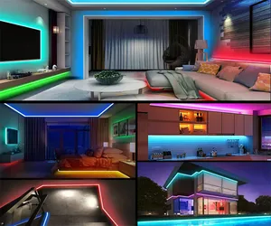 Tira de luces <span class=keywords><strong>Led</strong></span> Tuya <span class=keywords><strong>WiFi</strong></span> RGB, 12V, 5050, decoración de habitación, dormitorio, trabajo con <span class=keywords><strong>Smart</strong></span> Life, Alexa, Google Home, tira <span class=keywords><strong>led</strong></span> RGB - Product Image 6