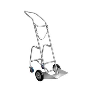 รถเข็นถังออกซิเจนเหล็ก 40 ลิตร แบบสามล้อ อุปกรณ์ขนย้ายอุตสาหกรรม พร้อมโซ่เคลือบสีเงิน ดีไซน์พื้นแบบเคลือบผง - Product Image 4