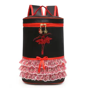 Factory Wholesale Custom Logo Little Girl's Cute Ballet Dance Duffel Bags Dress Dance Backpack with Pink Lace for Ballerina