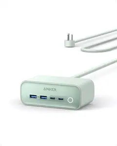 Anker 충전 스테이션 7-in-1 USB C 전원 스트립 5 피트 연장 코드 최대 65W 전원 공급 데스크탑 액세서리 가정 및 사무실 용