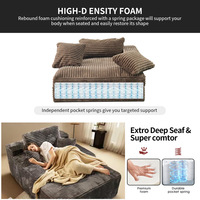 Canapé de cinéma et fauteuil inclinable moelleux, grand format, en tissu rayé, rembourré en éponge, pour salon, villa, chambre, avec emballage sous vide en rouleau