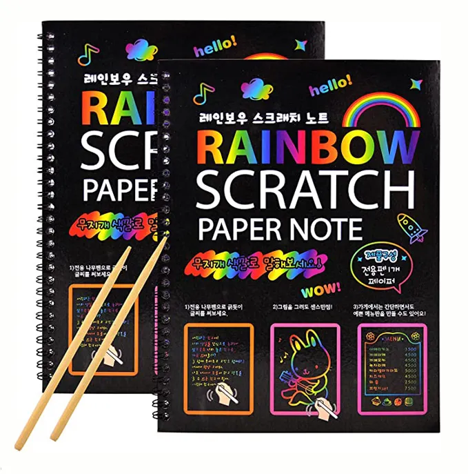 Rainbow Magic Scratch Paper Black Scratch it Off Art Crafts Notes Boards foglio Scratch Art Books con stilo in legno