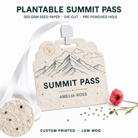 Badge de conférence personnalisé en papier semence, passe événementiel plantable pour sommet, avec cordon en coton pour événements américains, faible MOQ