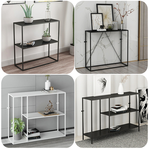 Table <span class=keywords><strong>console</strong></span> moderne en tube de fer convertible pour chambre à coucher, étagère de présentation étroite pour entrée avec <span class=keywords><strong>rangement</strong></span>, meuble de salon - Product Image 5