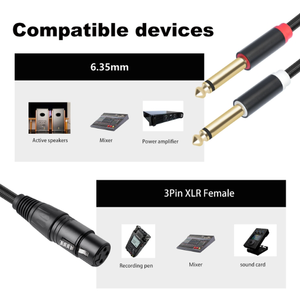 3Pin <strong>XLR</strong> Female to Dual 6.35mm Male Y Cable 2 in 1 <strong>XLR</strong> to 1/4 <strong>Mixing</strong> Console Connection Cable 1m 2m 3m - Product Image 3