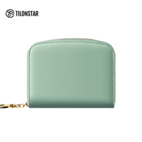 Jual obral Logo kustom dompet tempat kartu kulit ramping dompet kartu tempat kartu kredit untuk wanita
