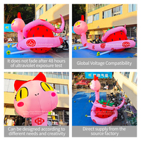 8m Géant Rose Oxford Tissu Serpent Air Modèle Ballon Gonflable Publicité pour les Fêtes de Noël Décorations Art