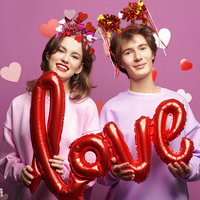 Ballons en aluminium 4D Cœur Connecté Créatifs – Décoration Écologique pour la Saint-Valentin, Pâques, Remise de diplôme, Mariage et Anniversaire