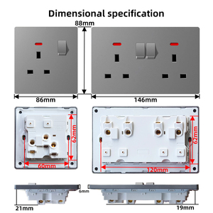 KESHIQI Ultraflacher Minimalistischer 10A USB-Schalter PC Lackiert Grau 4-fach Einzelsteuerung Wand-Großpanel Elektrischer Schalter für den Haushalt - Product Image 5