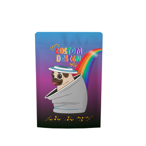 Sacchetto in Mylar con Ologramma Colorato, Antiodore, Laminato in Alluminio e <span class=keywords><strong>Plastica</strong></span>, Piccolo Bustino da 1g 3.5g 7g 14g con Base d'Appoggio - Product Image 1