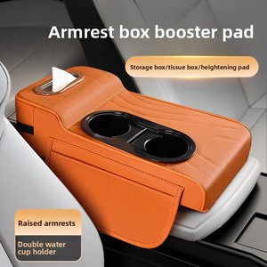 Nouvel Arrivage : Coussin Rehausseur de Boîte d'Accoudoir Centrale en Cuir pour Voiture avec Double Porte-Gobelets, Rangement et Porte-Serviettes en Papier - Product Image 2