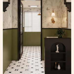 Carrelage <span class=keywords><strong>de</strong></span> sol émaillé, motif tissu imprimé jet d'encre 8 mm en céramique, antidérapant R11, faible absorption d'eau, pour salle <span class=keywords><strong>de</strong></span> bain, balcon, décoration française - Product Image 2