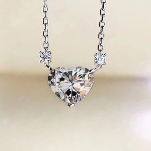 CAOSHI semplice Charm cuore taglio <span class=keywords><strong>cristallo</strong></span> <span class=keywords><strong>citrino</strong></span> imita Lab Diamond Engagement clavicola amante cuore zircone ciondolo collana - Product Image 3