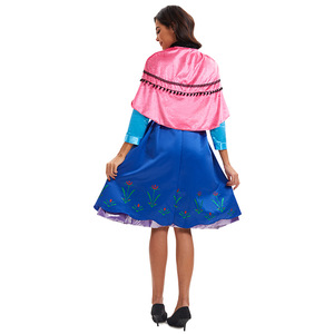 Costume de Princesse Anna de Frozen pour femme avec cape bleue, 60% tissu, taille S à 4XL, tenue de scène, ensemble de personnage Disney - Product Image 4