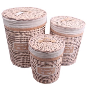 Tay Dệt Tròn Lớn Thân Thiện Với Môi Mây Liễu Sản Phẩm Em Bé Bé Quần Áo Wicker Giặt Giỏ Với Xử Lý Thiết Lập Của 3 - Product Image 3