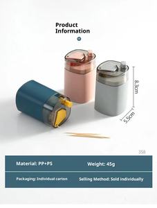 Caixa De Cor Criativo Barato Toothpicks Suporte De Armazenamento De Plástico Automático 50Pcs Dispenser Press <span class=keywords><strong>Plastic</strong></span> Pop-up Toothpick - Product Image 4
