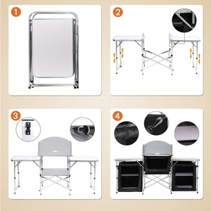 HISPEED Outdoor Portable <strong>Folding</strong> Cooking Station <strong>Table</strong> <strong>Kitchen</strong> Multifunction IGT Foldable Aluminium Camping <strong>Table</strong> - Product Image 5