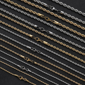 Collana a Catena in Acciaio Inossidabile Placcato Oro 18k, Argento, Oro Rosa e Nero, Stile Hip Hop, Larghezza 2mm 3mm 4mm 5mm 6mm - Product Image 3