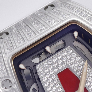 Montre mécanique élégante et résistante à l'eau pour <span class=keywords><strong>femme</strong></span>, édition Best Friend, boîtier en titane entièrement serti de diamants, inspirée des lèvres rouges luxueuses - Product Image 3