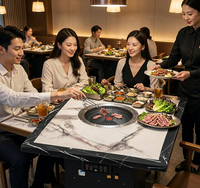Table de barbecue multifonctionnelle sans fumée pour usage commercial, table de barbecue intégrée auto-purifiante pour la restauration
