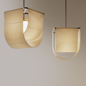 Lámpara colgante rectangular de tela estilo Wabi Sabi japonés de Harmony Lighting, LED E27, para decoración de salas de té y restaurantes. - Product Image 3