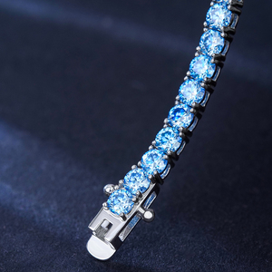 Hip Hop 925 Silver Jewelry <b>Diamond</b> Hand <b>Chain</b> 2mm 3mm Vvs Round Brilliant Cut Klein Blue Moissanite Mossanite Bracelet for <b>Men</b> - Product Image 2