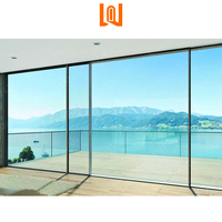 WANJIA Design moderne extérieur balcon aluminium porte coulissante en verre cadre extrêmement étroit grande vue ouverture latérale fini