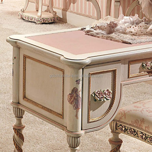 Mesa y silla de madera maciza para niños, Muebles personalizados, dormitorio europeo, rosa, tallado, pintado a mano - Product Image 5