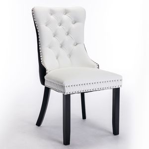DB A & A Furniture Nikki Collection Chaise de salle à manger rembourrée en velours PU contemporain haut de gamme Design moderne tufté Base en bois massif - Product Image 3