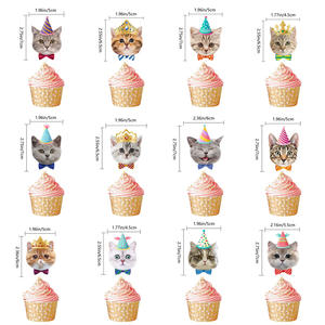 Suministros para fiesta de cumpleaños de gatos, pancartas, guirnaldas, espirales, remolinos, decoración para Tartas, adornos para cupcakes, decoraciones para fiesta de cumpleaños - Product Image 5