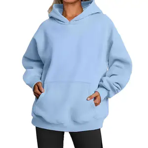 Hoodie Pullover wanita katun organik ringan kualitas Premium kustom, dengan hoodie cetak unik/